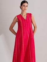 Viscose Geometric Print Sleeveless Dress - Pink