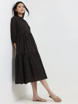 Cotton Polka Fit and Flare Dress - Black