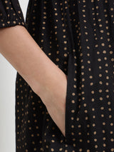 Cotton Polka Fit and Flare Dress - Black