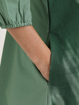 Cotton Floral A-Line Dress - Green