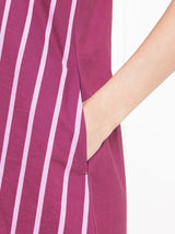 Cotton Striped A-Line Dress - Pink