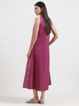 Cotton Striped A-Line Dress - Pink