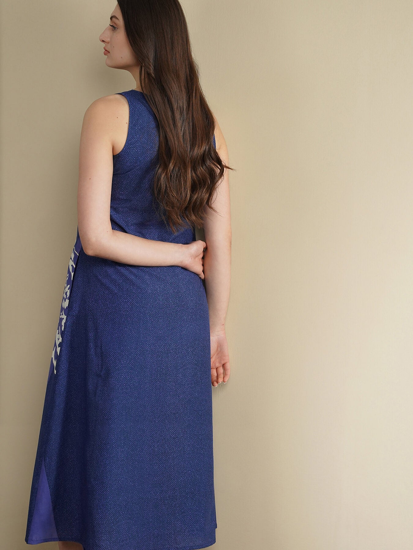 Cotton Paisley A-Line Dress - Blue
