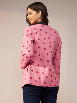 Cotton Reversible Quilted Jacket - Pink