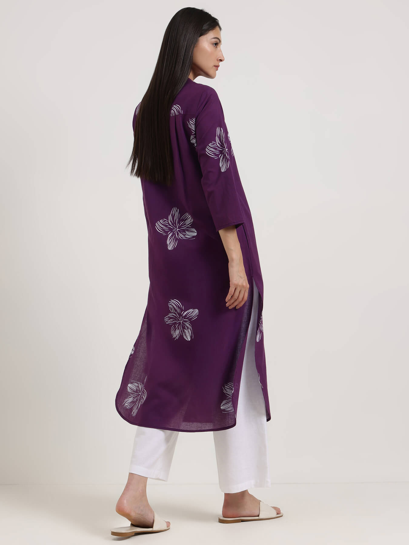 Cotton Floral Kurta - Purple
