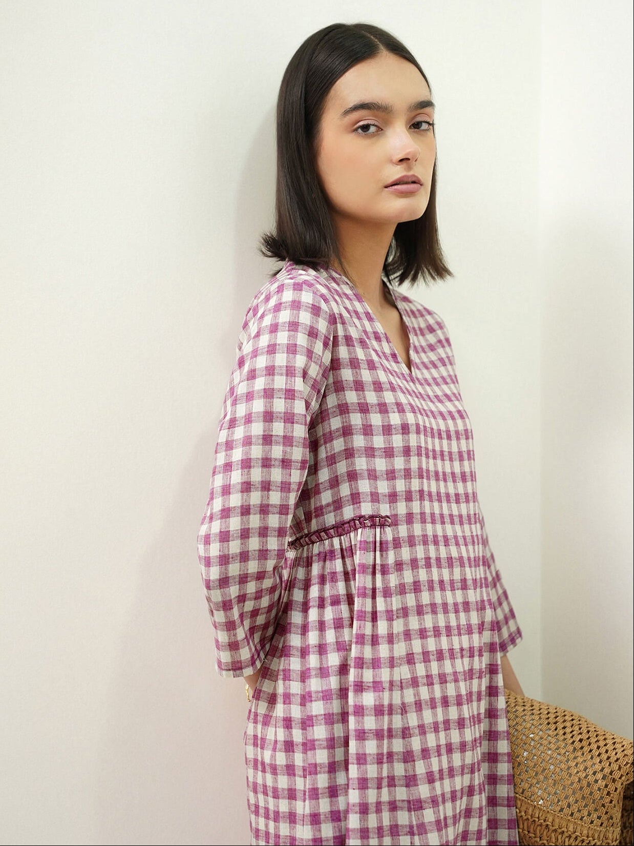 Cotton V-Neck Regular Kurta - Purple