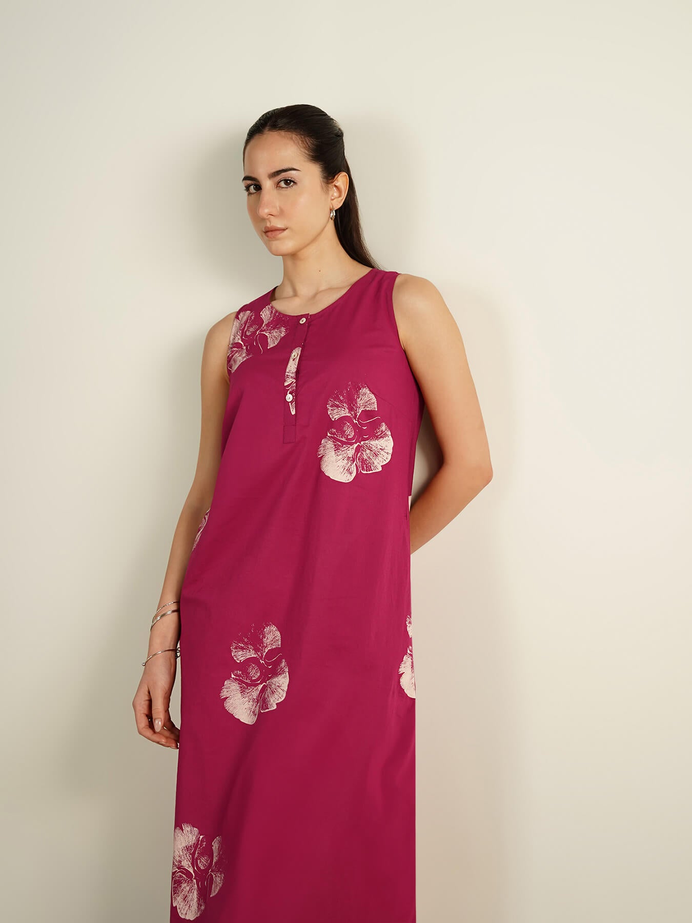 Cotton Floral Straight Kurta - Pink