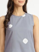 Cotton Bandhani Tie & Dye Kurta - Grey