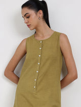 Cotton Solid Straight Kurta - Green