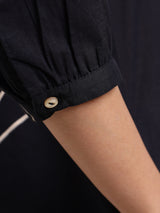 Cotton Floral Straight Kurta - Black