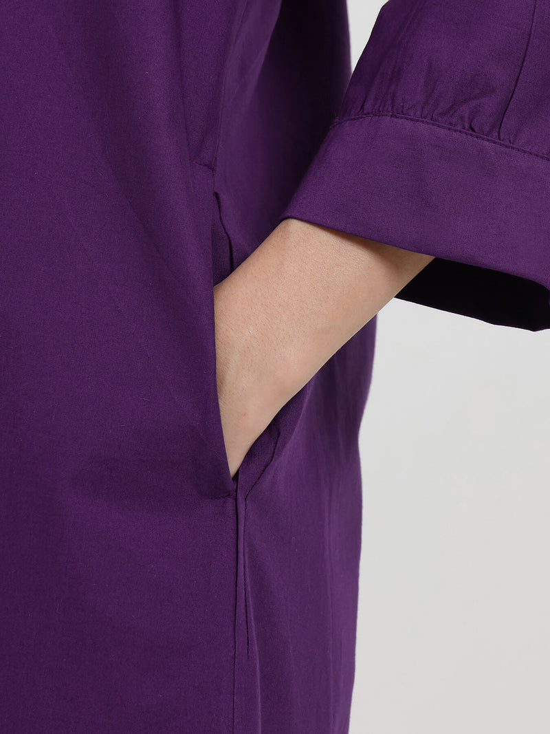 Cotton Floral Straight Kurta - Purple