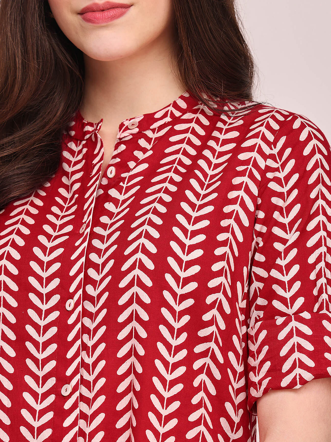 Cotton Striped A-Line Kurta - Red