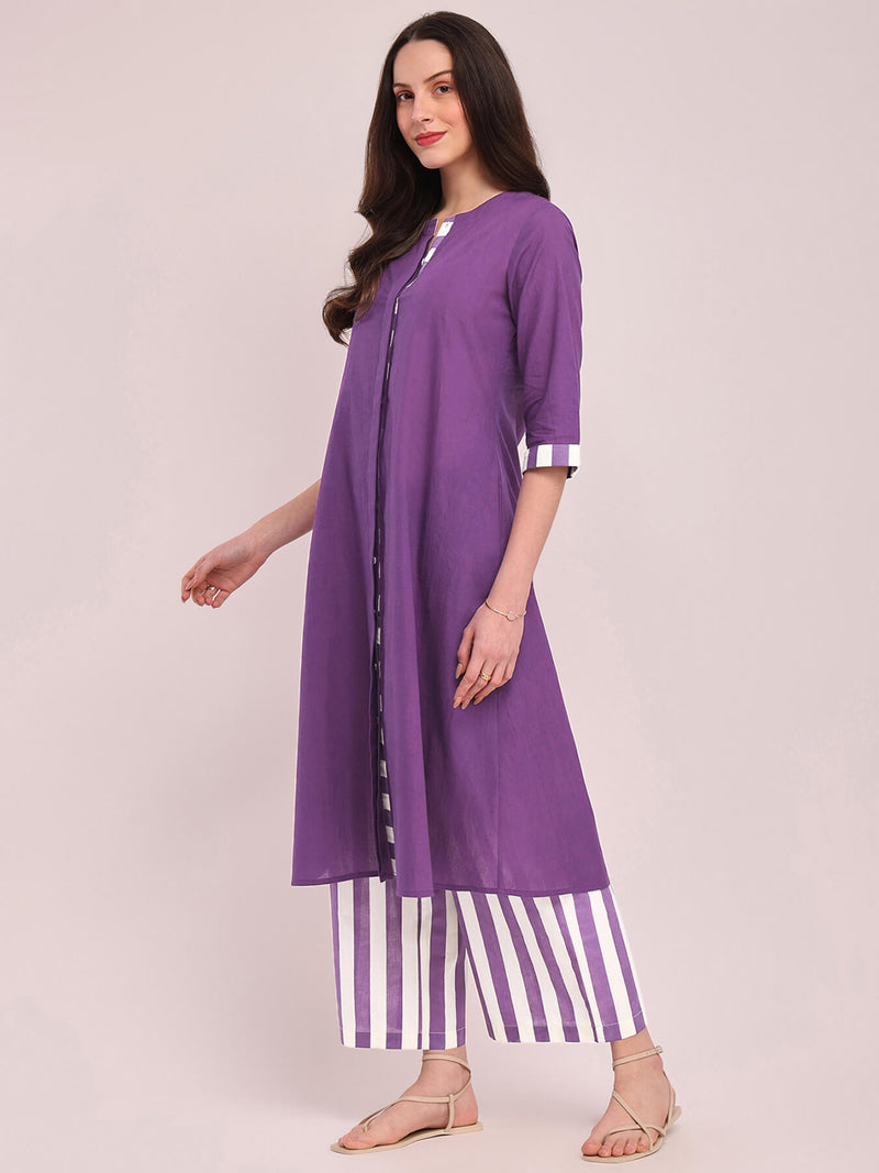 Cotton Solid Kurta - Purple