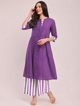 Cotton Solid Kurta - Purple