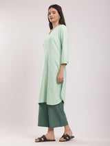 Colourblock Relaxed Kurta - Green