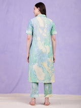 Cotton Cloud Print Kurta - Light Blue