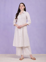 Cotton Khadi Solid Kurta - Off-White