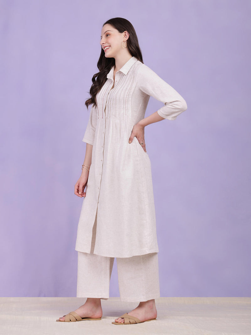 Cotton Khadi Solid Kurta - Off-White