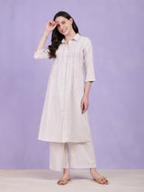 Cotton Khadi Solid Kurta - Off-White