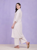 Cotton Khadi Solid Kurta - Off-White