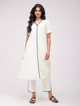 Cotton Solid A Line Kurta - White