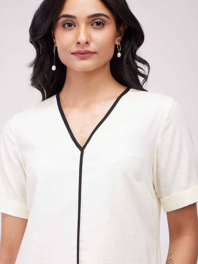 Cotton Solid A Line Kurta - White