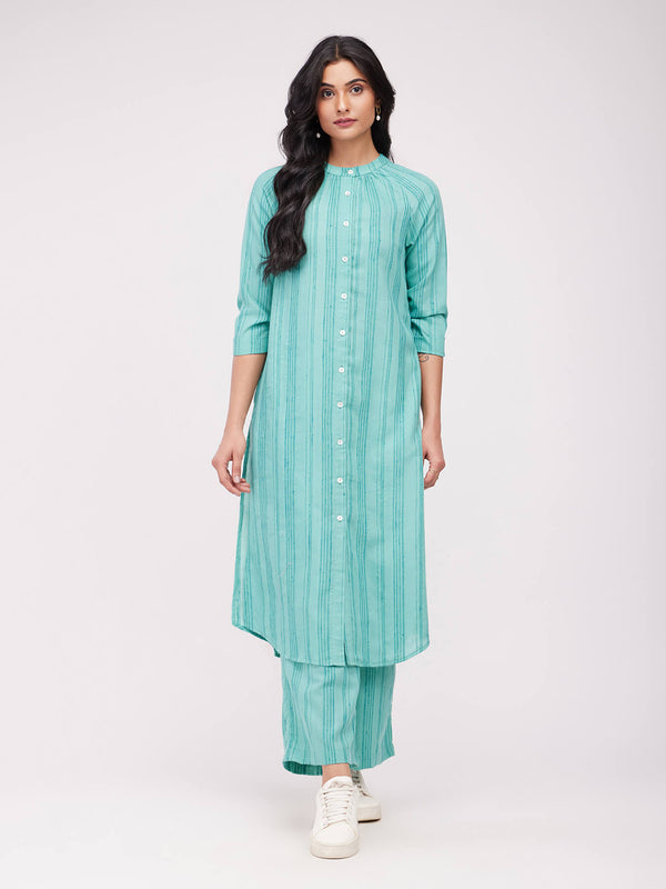 Rayon Solid Woven Kurta - Green