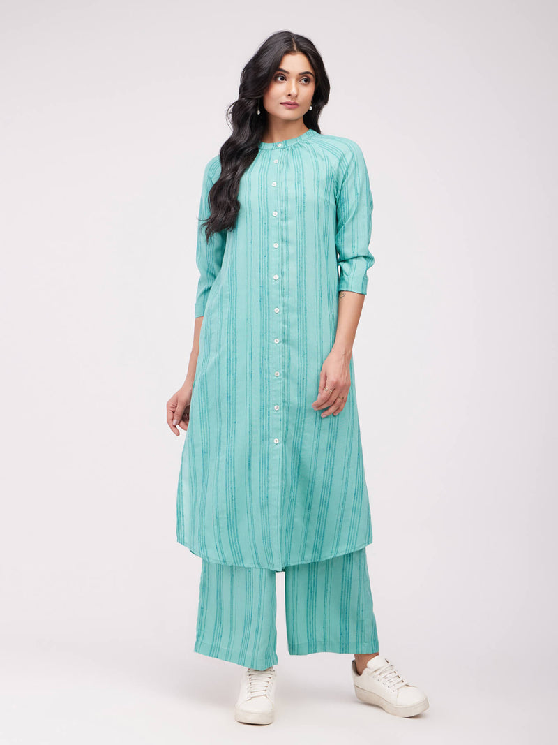 Rayon Solid Woven Kurta - Green