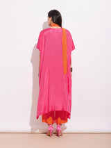 Viscose Kaftan Kurta with Sash - Pink