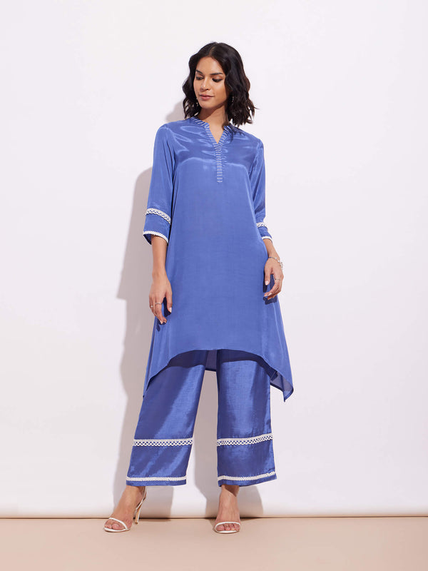 Viscose Handkerchief Kurta - Blue