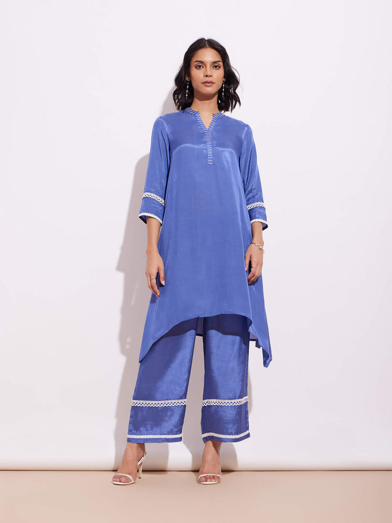 Viscose Handkerchief Kurta - Blue