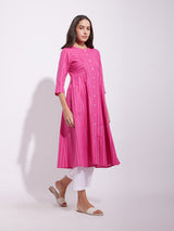 Cotton Stripe Play Kurta - Pink