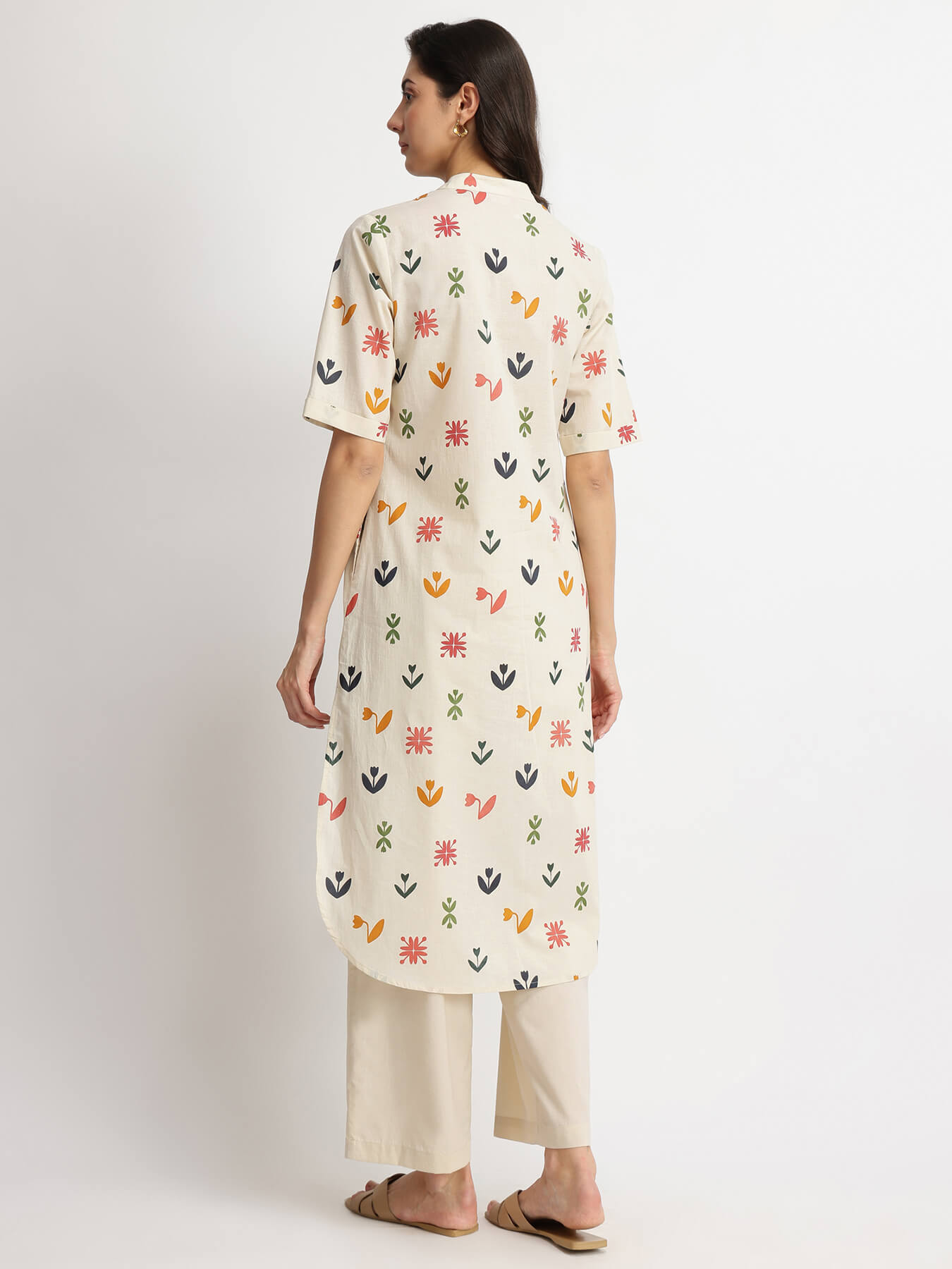 Cotton Floral Motif Kurta - Multicolour