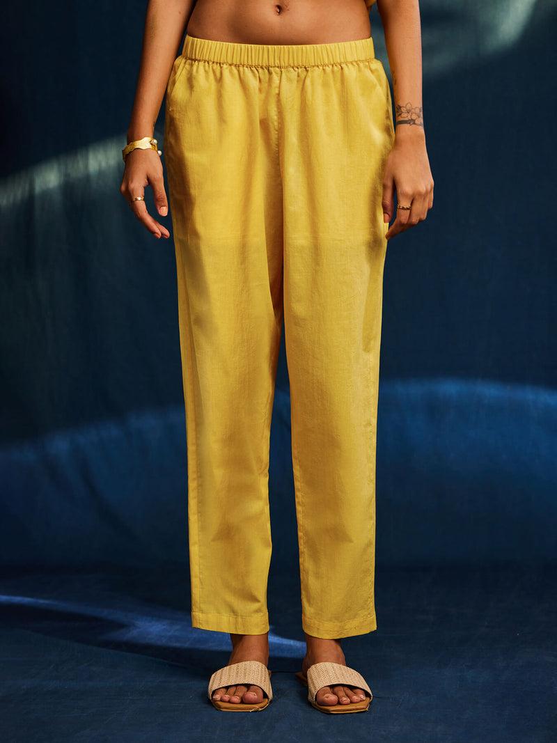 Gold Striped Lurex Angrakha Kurta Set - Yellow