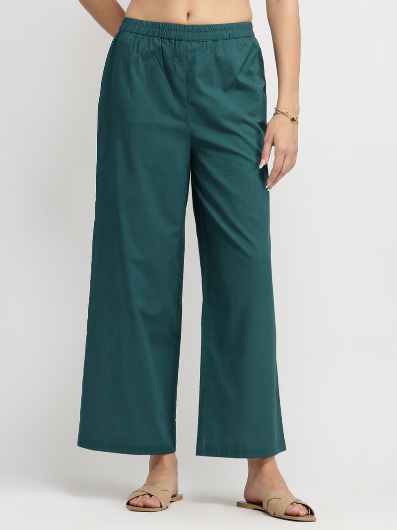 Cotton Polka Print A-Line Kurta Set - Teal