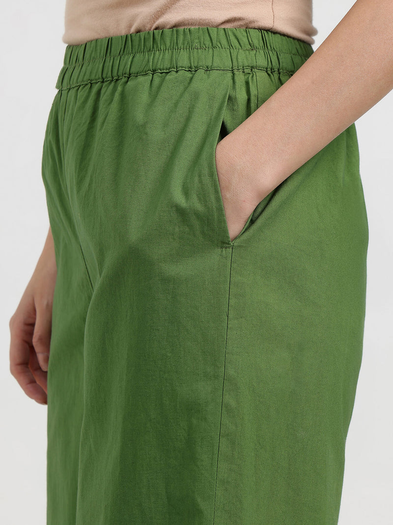 Cotton Colourblock Sleeveless Kurta Set - Green