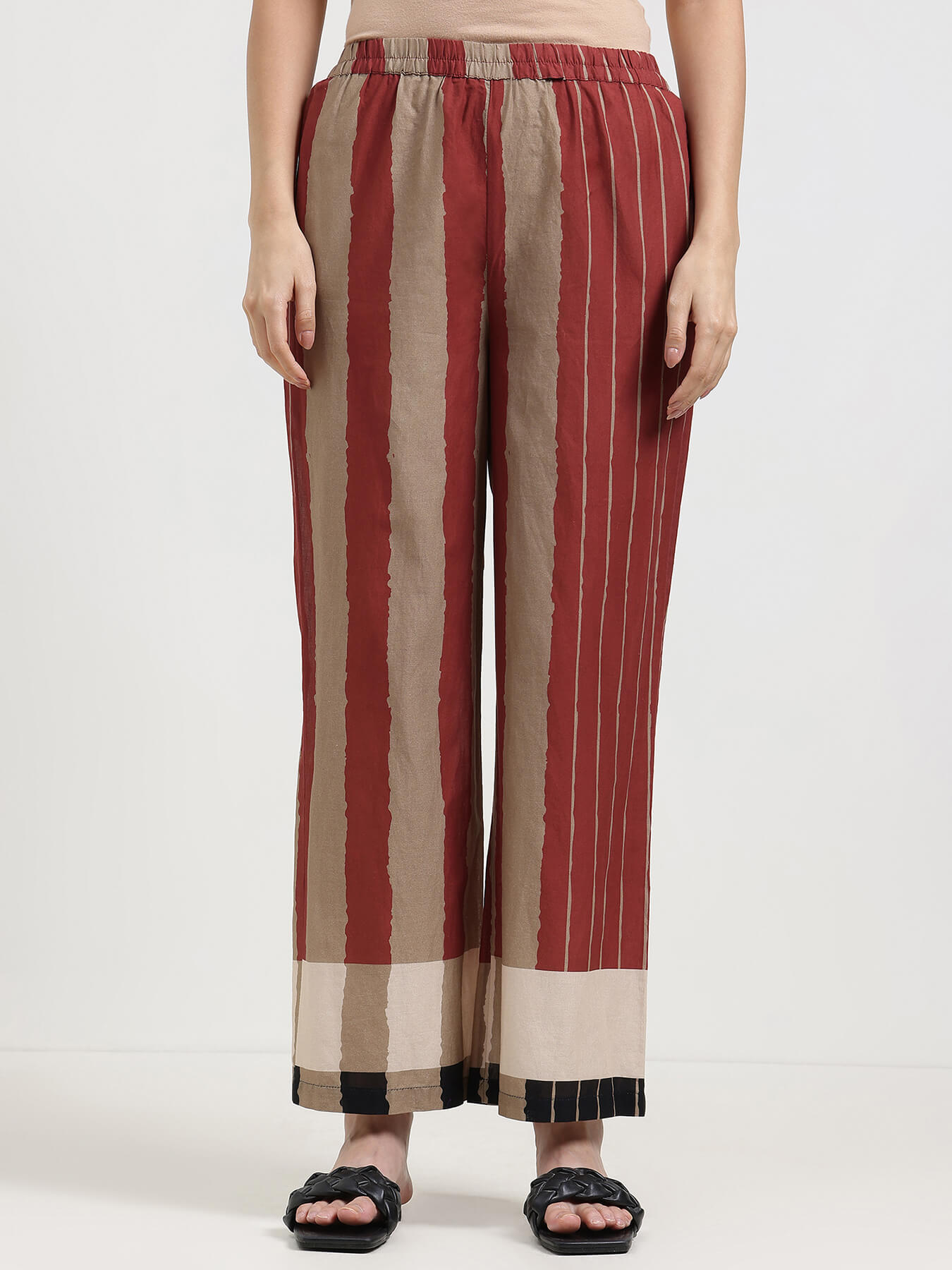 Cotton Stripe Play Shirt Kurta Set - Beige & Rust