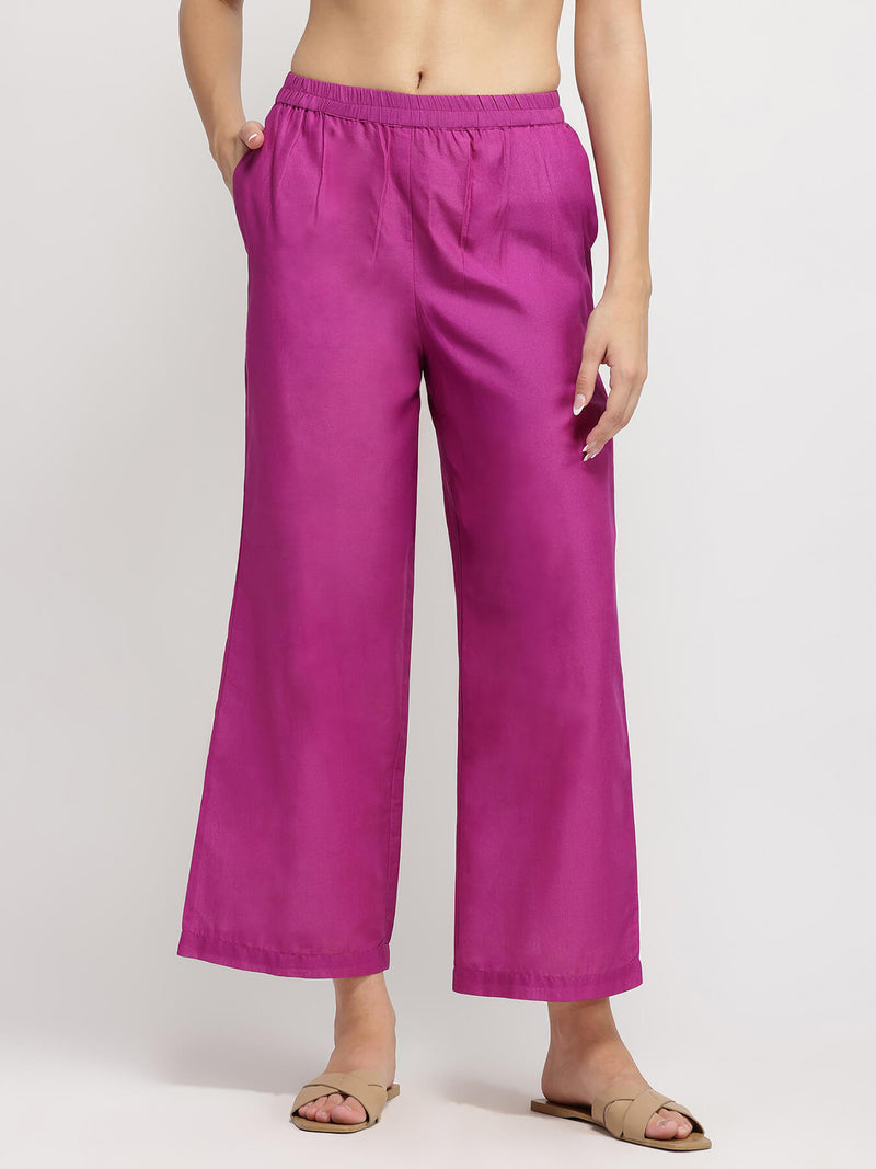 Cotton Floral A-Line Kurta Set - Pink & Purple