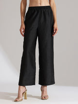 Silk Blend Colourblock Kurta Set -  Cream & Black