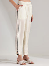 Silk Blend Solid A-line Kurta Set - Off White