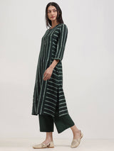 Cotton Dabu Stripe Play Kurta Set - Black