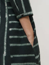 Cotton Dabu Stripe Play Kurta Set - Black