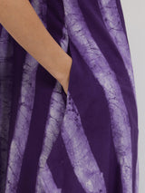 Cotton Dabu Striped Asymmetric Kurta Set - Purple