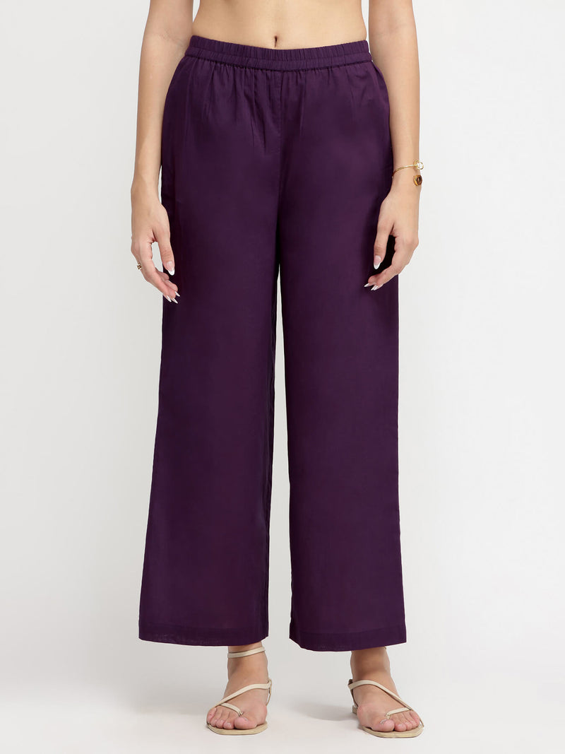 Cotton Bandhani Asymmetric Kurta Set - Purple