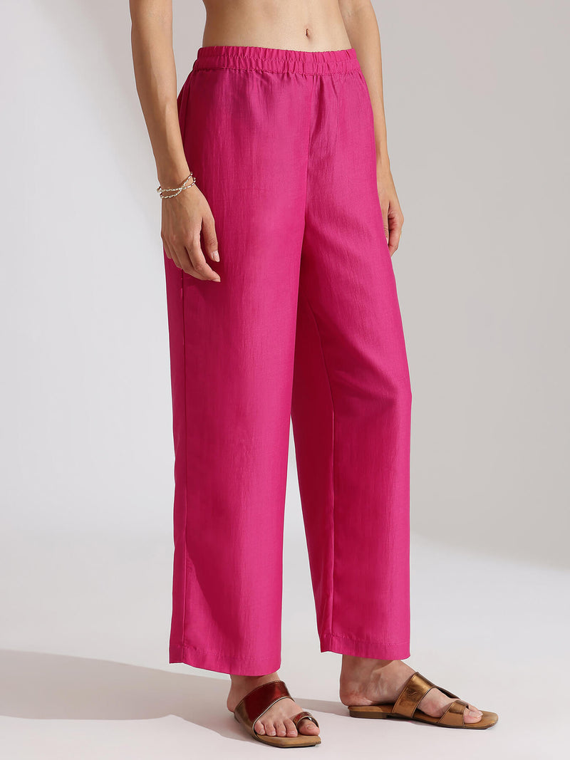 Silk Blend Abstract Print Sleeveless Kurta Set - Pink