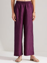 Silk Blend Abstract Print Kurta Set - Purple