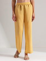 Silk Blend Solid A-line Kurta Set - Yellow