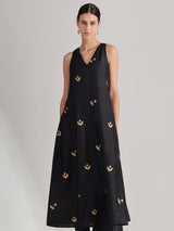 Silk Blend Ethnic Motif Sleeveless Kurta Set - Black