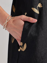 Silk Blend Ethnic Motif Sleeveless Kurta Set - Black