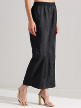 Silk Blend Ethnic Motif Sleeveless Kurta Set - Black